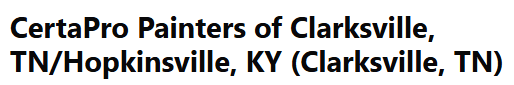 This is an image from CertaPro Painters of Clarksville, TN/Hopkinsville, KY, located in Tennessee. The image is a CertaPro Painters of Clarksville, TN and Hopkinsville, KY logo in black text with yellow background, representing professional house painting services.