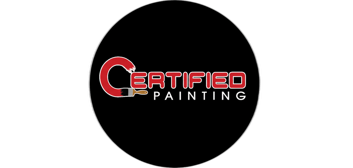 This is an image from Certified Painting, located in New York. The logo for Certified Painting features a bold red letter C shaped like a brush stroke with a paintbrush forming part of the design, accompanied by the words 'Certified Painting' in red and white text.