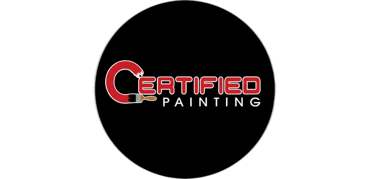 This is an image from Certified Painting, located in New York. The logo for Certified Painting features a bold red letter C shaped like a brush stroke with a paintbrush forming part of the design, accompanied by the words 'Certified Painting' in red and white text.