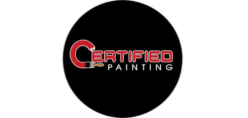 This is an image from Certified Painting, located in New York. The logo for Certified Painting features a bold red letter C shaped like a brush stroke with a paintbrush forming part of the design, accompanied by the words 'Certified Painting' in red and white text.