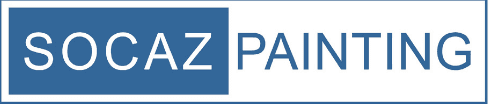 This is an image from Socaz Painting, located in North Carolina. The logo for Socaz Painting features blue and white text with a modern rectangular design emphasizing the company’s name in bold, clean typography.