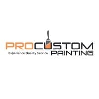 "This is an image from Pro Custom Painting, located in Texas. The logo for Pro Custom Painting features bold orange and black text with a paintbrush icon forming part of the lettering."