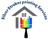 This is an image from Silver Strokes Painting & Services, located in Florida. The logo for Silver Strokes Painting & Services features a house graphic with a paint roller and a rainbow color spectrum design.