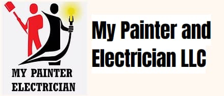 This is an image from My Painter and Electrician LLC, located in Pennsylvania. The logo for My Painter and Electrician LLC features red and black figures holding a paint roller and a glowing light bulb beside bold black company text.