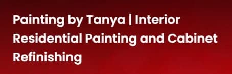 This is an image from Painting by Tanya, located in Pennsylvania. The logo for Painting by Tanya features white text on a red background highlighting interior residential painting and cabinet refinishing services.
