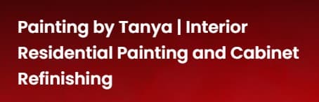 This is an image from Painting by Tanya, located in Pennsylvania. The logo for Painting by Tanya features white text on a red background highlighting interior residential painting and cabinet refinishing services.