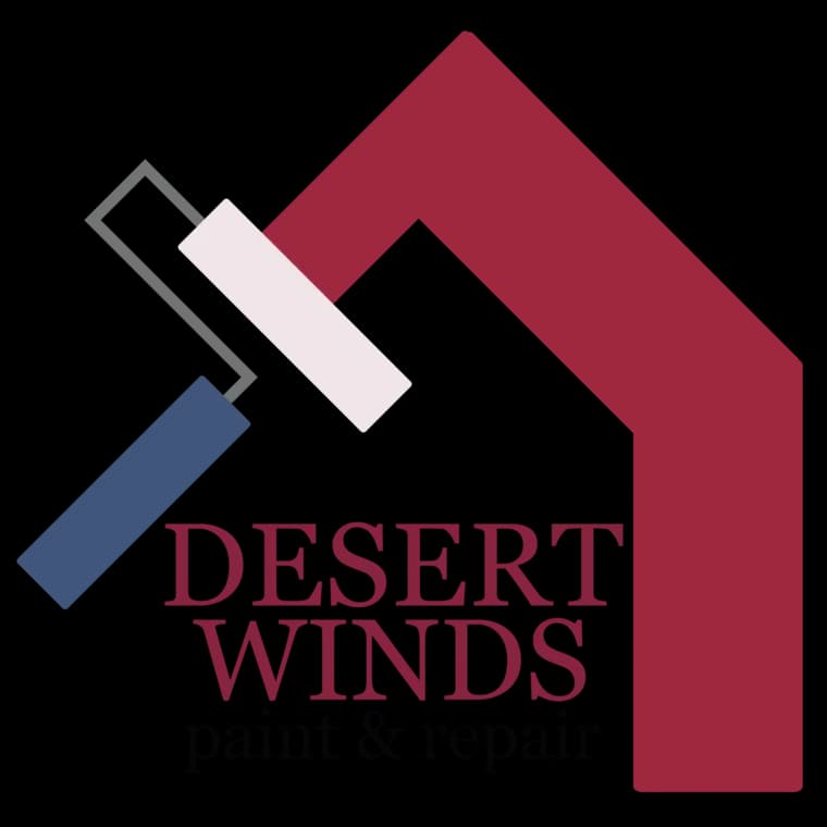 This is an image from Desert Winds Painting, located in New Mexico. The logo for Desert Winds Painting features a red house roof outline integrated with a blue and white paint roller, symbolizing home improvement and painting services.