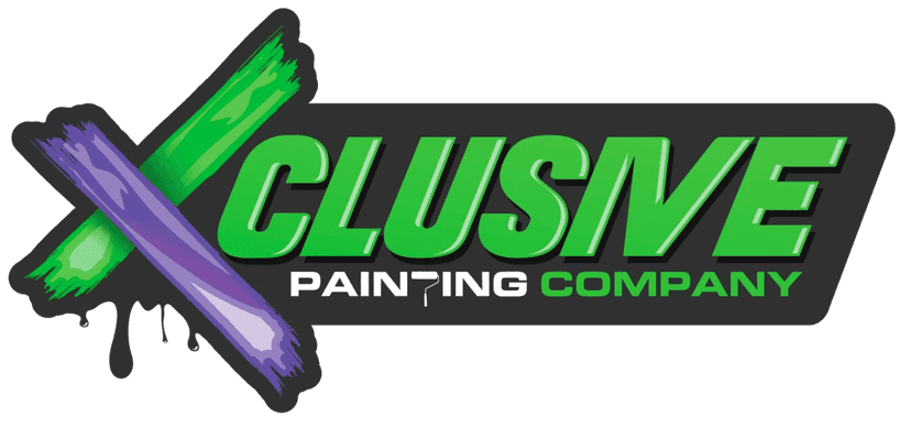 This is an image from Xclusive Painting Company, located in Ohio. The logo for Xclusive Painting Company features bold green lettering with crossed paint brush graphics and the words “Painting Company,” representing professional residential painting services.