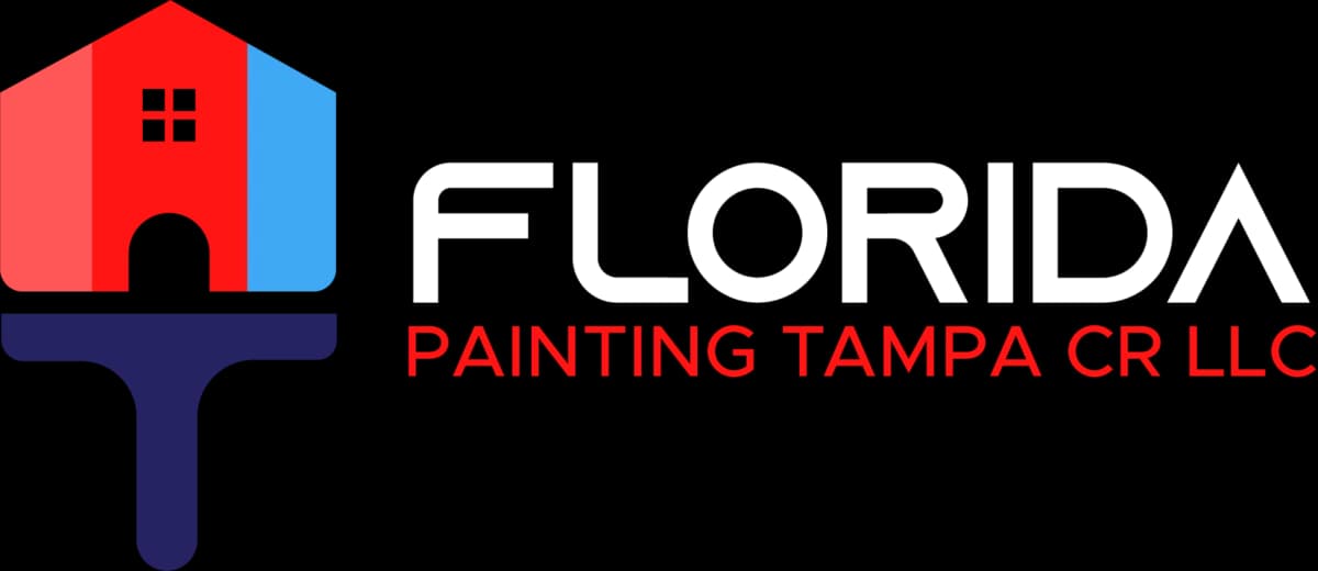 This is an image from Florida Painting Tampa Cr company, located in Tampa, FL. The image is a Florida Painting Tampa CR LLC logo featuring stylized paintbrush forming a house, residential and commercial painting services