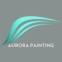 This is an image from Aurora Painting, located in Pennsylvania. The logo for Aurora Painting features a stylized teal wave graphic above clean white text on a gray background.