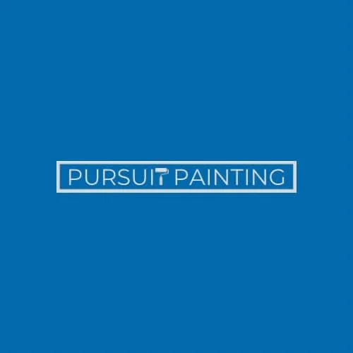 This is an image from Pursuit Painting LLC, located in Missouri. The logo for Pursuit Painting LLC features clean white text enclosed in a rectangular outline on a solid blue background, representing a modern and professional painting company brand.