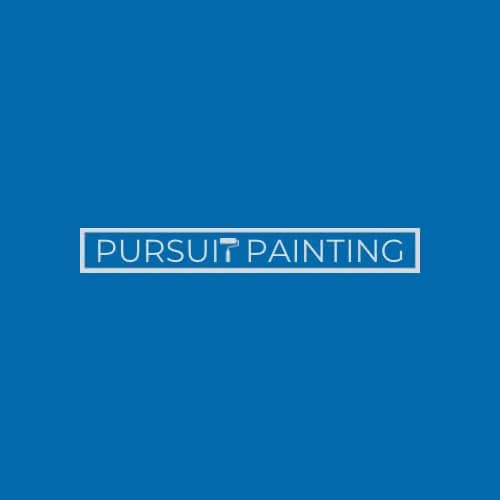 This is an image from Pursuit Painting LLC, located in Missouri. The logo for Pursuit Painting LLC features clean white text enclosed in a rectangular outline on a solid blue background, representing a modern and professional painting company brand.