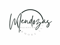 "This is an image from Mendozas Painting, located in Texas. The logo for Mendozas Painting features a handwritten-style script enclosed by a partial circular outline with the words 'Painting' and 'LLC' beneath."