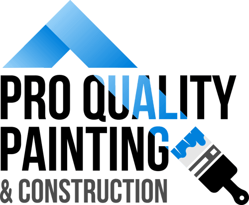 "This is an image from Pro Quality Painting & Construction, located in Texas. The logo for Pro Quality Painting & Construction features a blue geometric roof shape above bold black text, with a paintbrush graphic forming the letter ‘G’."