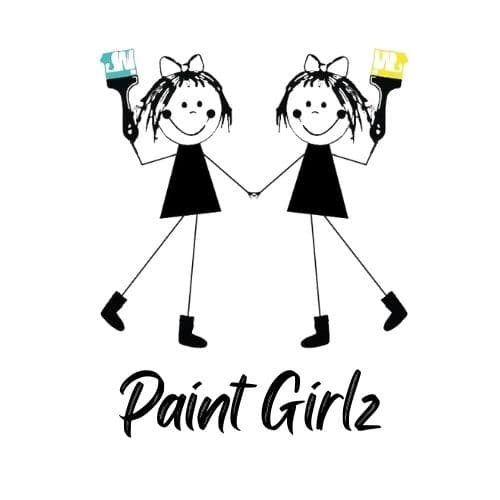 This is an image from Paint Girlz, located in Pennsylvania. The logo for Paint Girlz features two stick-figure girls holding paintbrushes with colorful paint above the stylized business name.