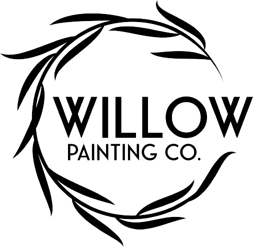 “This is an image from Willow Painting Co., located in Texas. The logo for Willow Painting Co. features a circular wreath of willow leaves surrounding the company name in clean, modern lettering.”