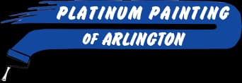 This is an image from Platinum Painting of Arlington, located in Texas. The logo for Platinum Painting of Arlington features white text over a blue paint-stroke background with a paint roller graphic.