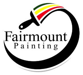 This is an image from Fairmount Painting, located in Ohio. The logo for Fairmount Painting features a stylized curved brushstroke design with red, yellow, and green accents above the company name.