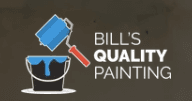 This is an image from Bill's Quality Painting, located in New York. The logo for Bill's Quality Painting features a paint bucket with a brush icon alongside clean white and blue text on a dark background.