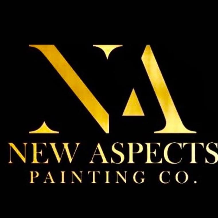 This is an image from New Aspects Painting Co., located in Georgia. The logo for New Aspects Painting Co. features gold lettering on a black background with a large stylized “NA” monogram above the company name.