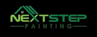 This is an image from Next Step Painting, located in Washington. The logo for Next Step Painting features green and white text with a roofline graphic above the company name.