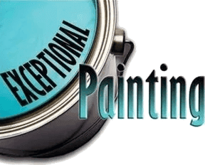 This is an image from Exceptional Painting, located in North Carolina. The logo for Exceptional Painting features the word 'Exceptional' curved across a teal paint can lid with 'Painting' in bold gradient lettering below it.