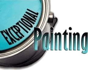 This is an image from Exceptional Painting, located in North Carolina. The logo for Exceptional Painting features the word 'Exceptional' curved across a teal paint can lid with 'Painting' in bold gradient lettering below it.