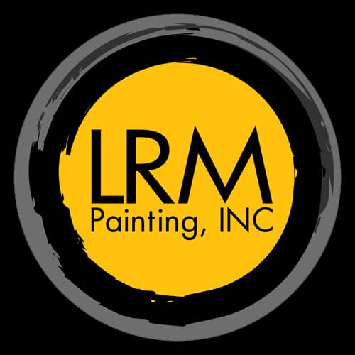 This is an image from LRM Painting, INC, located in Michigan. The logo for LRM Painting, INC features bold black lettering over a bright yellow circular background with a black brushstroke-style border.