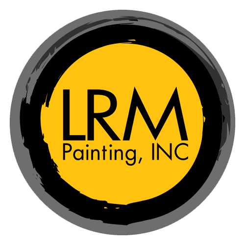 This is an image from LRM Painting, INC, located in Michigan. The logo for LRM Painting, INC features bold black lettering over a bright yellow circular background with a black brushstroke-style border.