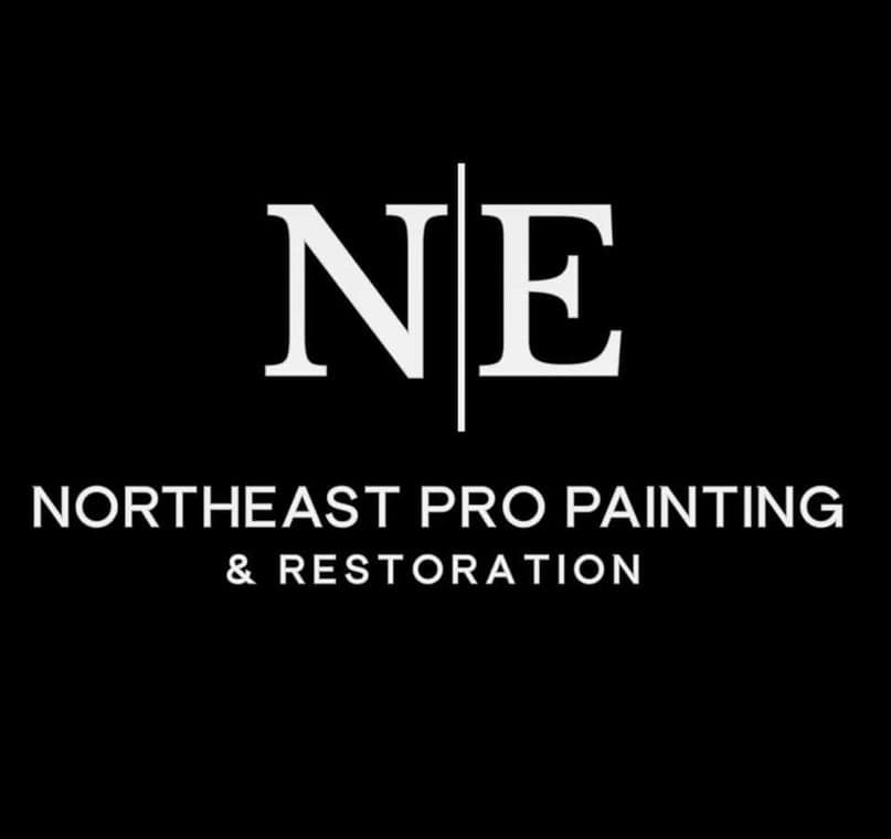 This is an image from Northeast Pro Painting & Restoration, located in New York. The logo for Northeast Pro Painting & Restoration features a circular emblem with a paint roller graphic and bold red, white, and black lettering.