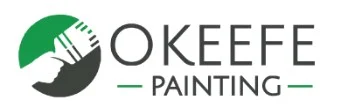 This is an image from O'Keefe Painting, located in Minnesota. The logo for O'Keefe Painting features green and black text with a circular paintbrush graphic icon beside the company name.