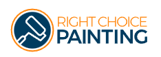 This is an image from Right Choice Painting, located in Arizona. The logo for Right Choice Painting features a blue and orange circular paintbrush icon with orange and blue company text.