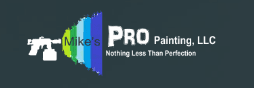 This is an image from Mike’s Pro Painting, LLC, located in New Mexico. The logo for Mike’s Pro Painting, LLC features a paint sprayer with overlapping color panels in blue, green, and teal shades alongside bold white text that reads ‘PRO Painting, LLC – Nothing Less Than Perfection.