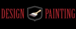 This is an image from Design Painting of Staten Island, located in New York. The logo for Design Painting of Staten Island features red serif text with a shield-shaped emblem at the center containing a detailed paintbrush illustration.