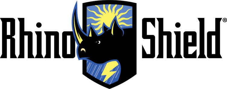 "This is an image from Rhino Shield Texas, located in Texas. The logo for Rhino Shield Texas features a black rhino head with a yellow horn, a blue shield background, and a stylized yellow sunburst."