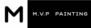 This is an image from M.V.P Painting & Home Decor, located in Michigan. The logo for M.V.P Painting & Home Decor features a minimalist black design with a stylized letter M and clean modern text.