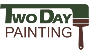 This is an image from Two Day Painting, located in Wisconsin. The logo for Two Day Painting features a simple rectangular design with contrasting color blocks and clean typography representing the painting company brand.