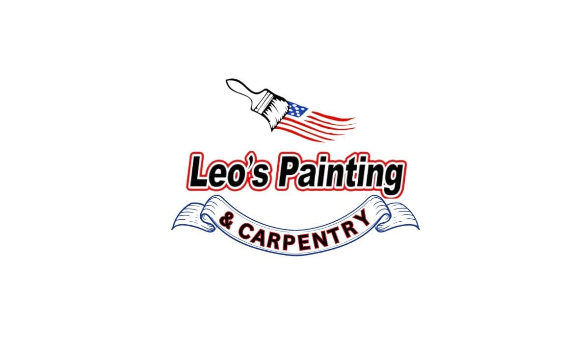 This is an image from Leo's Painting and Carpentry Services, located in Massachusetts. The company logo features a paintbrush with an American flag design and a banner highlighting their carpentry services.