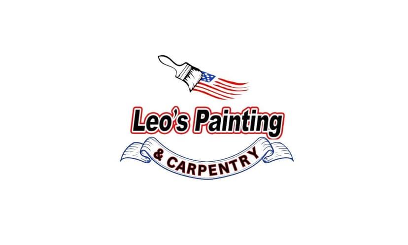 This is an image from Leo's Painting and Carpentry Services, located in Massachusetts. The company logo features a paintbrush with an American flag design and a banner highlighting their carpentry services.