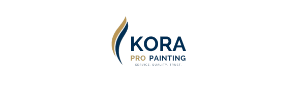 This is an image from Kora Pro Painting, located in Illinois. The logo for Kora Pro Painting features a blue and gold curved paint-stroke icon beside bold blue and gold company lettering.