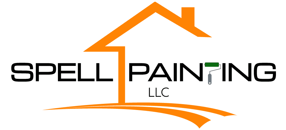 This is an image from Spell Painting, located in Louisiana. The logo for Spell Painting features an orange house outline with a green paint roller forming part of the company name, symbolizing professional painting services.