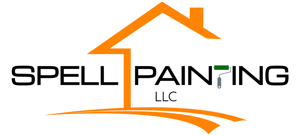 This is an image from Spell Painting, located in Louisiana. The logo for Spell Painting features an orange house outline with a green paint roller forming part of the company name, symbolizing professional painting services.