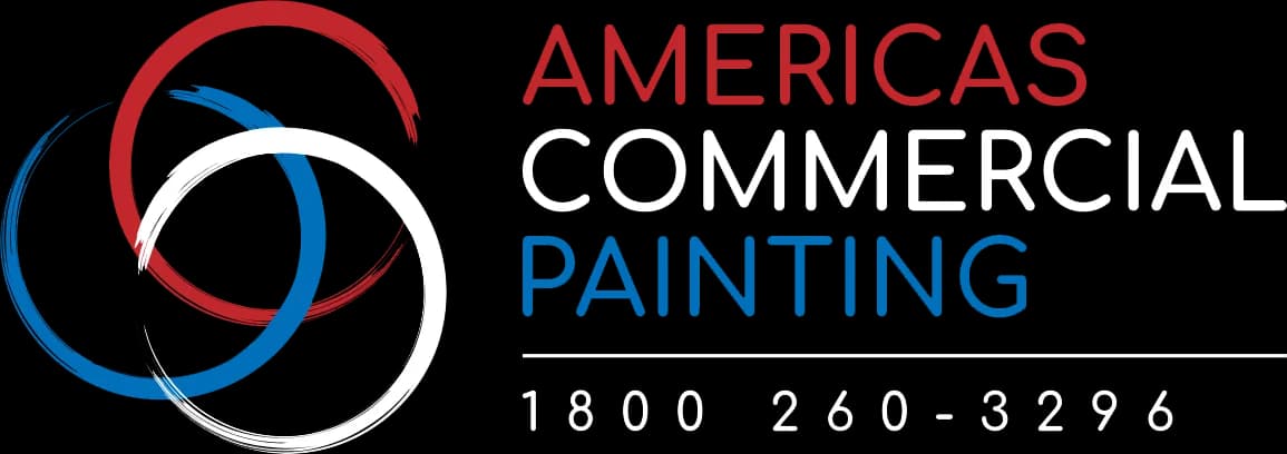 This is an image from America's Commercial Painting company, located in Troy, MI The image is an Americas Commercial Painting logo with three interlocking rings in red, blue, and white, and company phone number 1-800-260-3296.