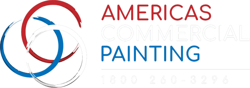 This is an image from America's Commercial Painting company, located in Troy, MI The image is an Americas Commercial Painting logo with three interlocking rings in red, blue, and white, and company phone number 1-800-260-3296.