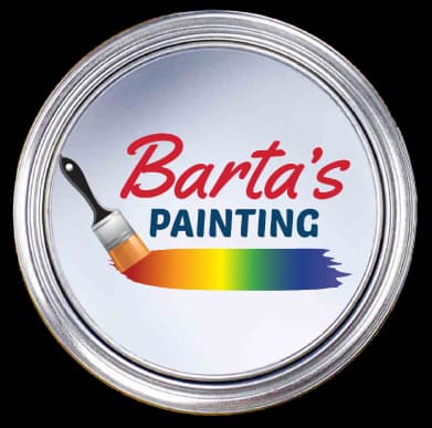 This is an image from Barta’s Painting, located in Indiana. The logo for Barta’s Painting features a paint can lid design with a paintbrush and a multicolor paint stroke, representing professional residential and commercial painting services.