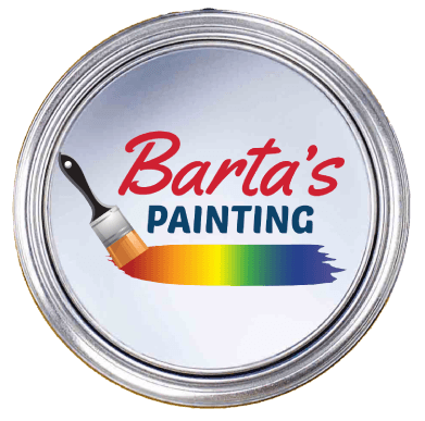 This is an image from Barta’s Painting, located in Indiana. The logo for Barta’s Painting features a paint can lid design with a paintbrush and a multicolor paint stroke, representing professional residential and commercial painting services.