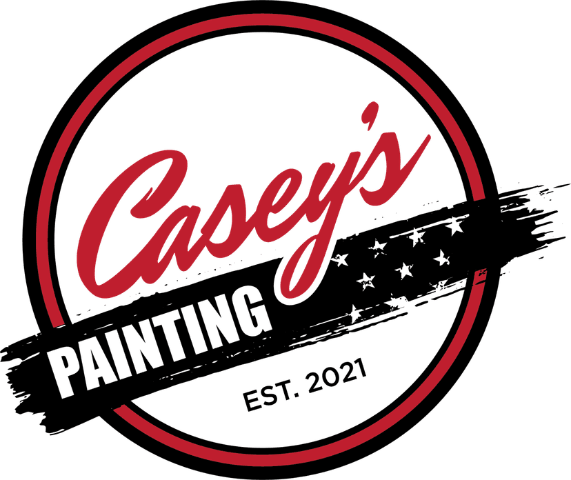 This is an image from Casey's Painting Inc, located in California. The logo for Casey’s Painting Inc features a bold red script wordmark inside a circular red outline on a black background.