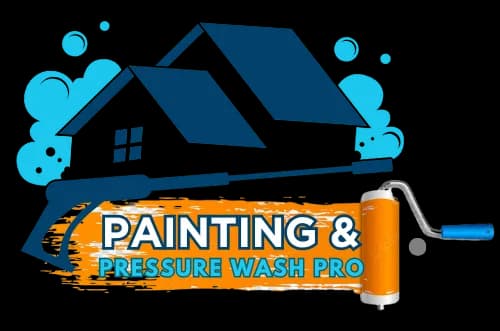 This is an image from Painting & Pressure Wash Pro, located in New Jersey. The logo for Painting & Pressure Wash Pro features a stylized house roof, paint roller graphic, and bold blue and orange lettering.