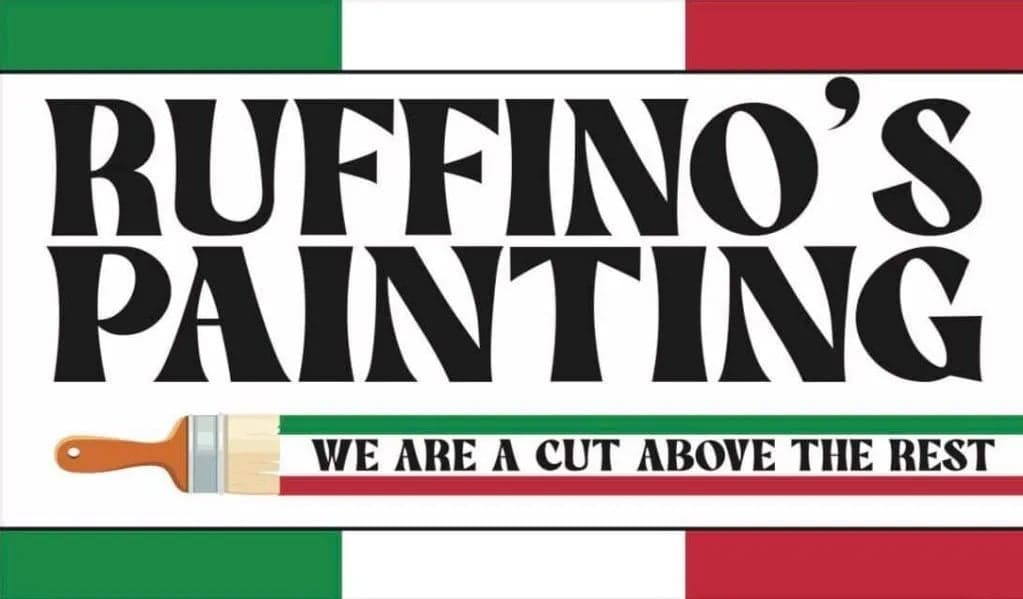 This is an image from Ruffino’s Painting, located in Missouri. The logo for Ruffino’s Painting features bold black lettering over an Italian flag background with a paintbrush graphic and the slogan “We Are a Cut Above the Rest.”