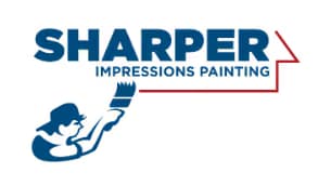Logo for Sharper Impressions Painting Co., a painting company in Brentwood, Tennessee. The image shows the blue-and-red Sharper Impressions brush logo.
